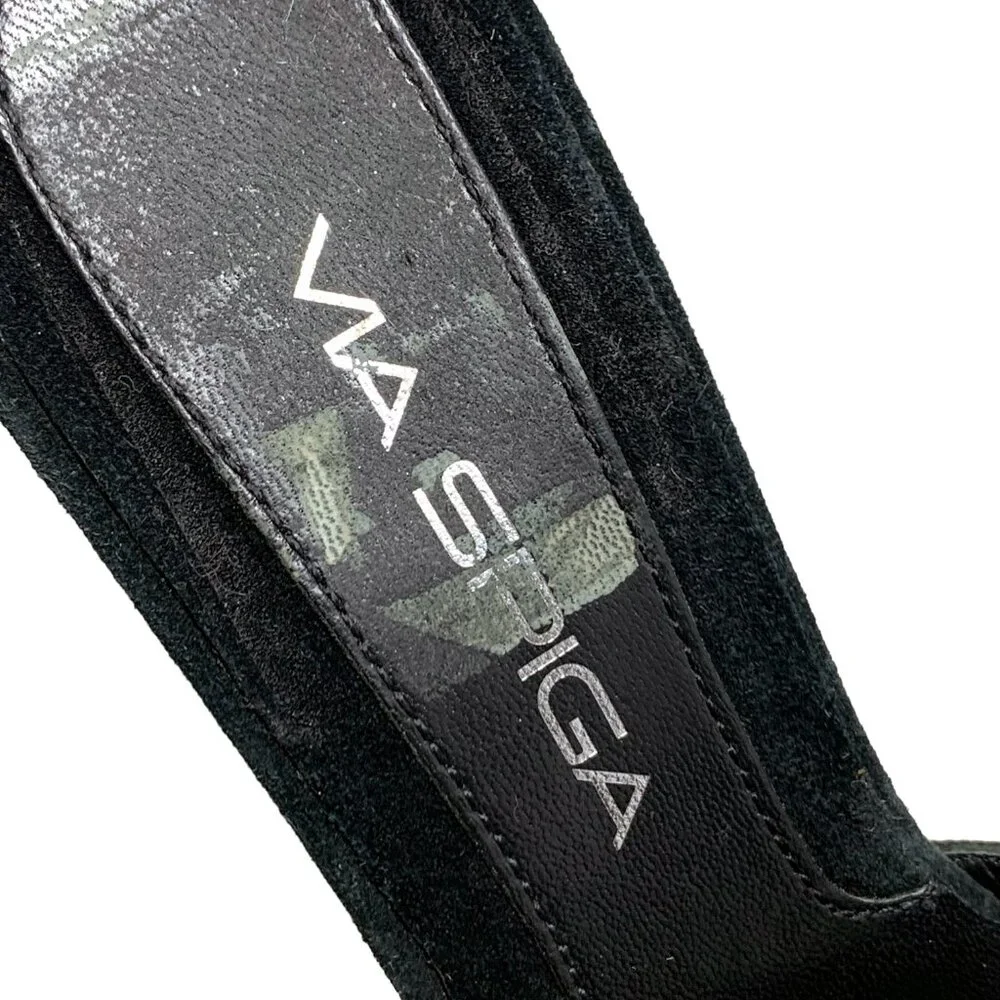 VIA SPIGA Grace Canvas Suede‎ Ankle Tie Espadrille Wedges **NWOB